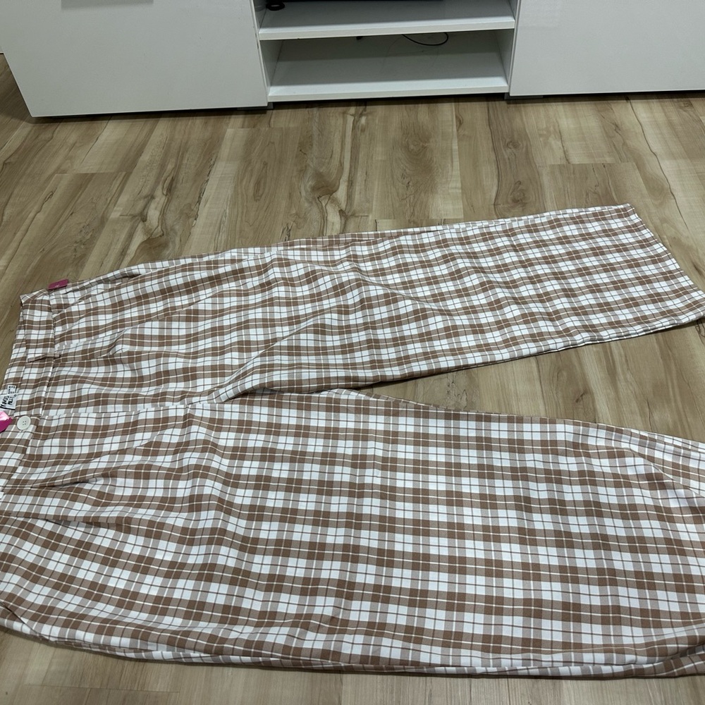 Princess Polly Brown Plaid Wide Leg Pants